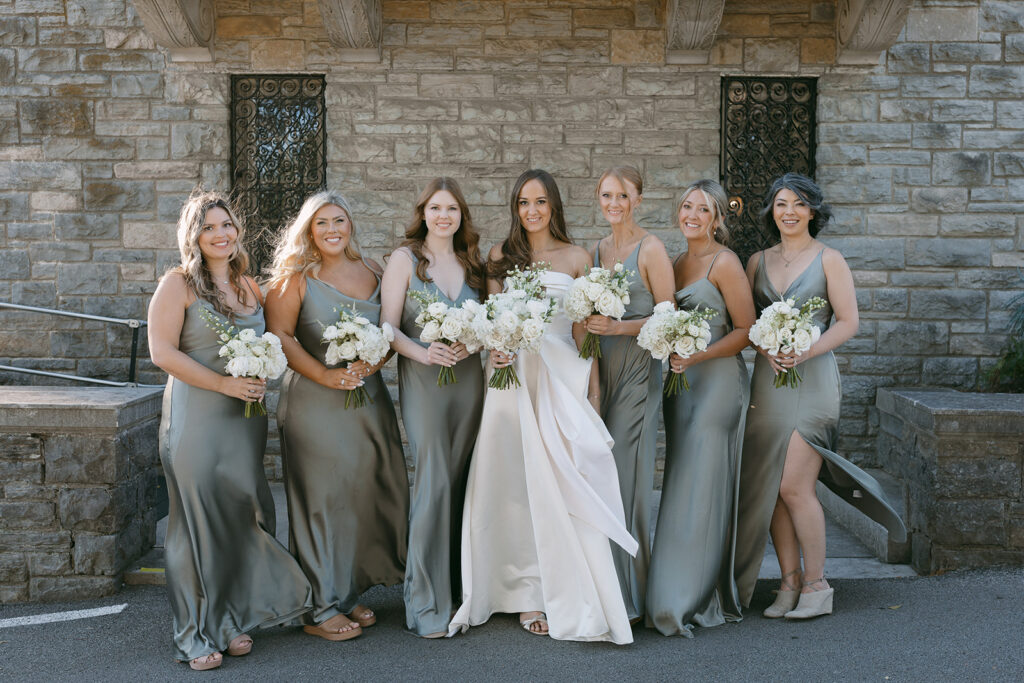 Bridal party with their bouquets