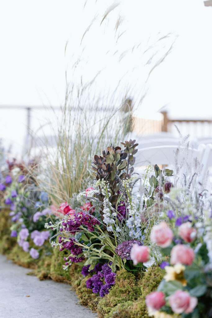Wedding ceremony aisle flowers in the mountains of Tennessee