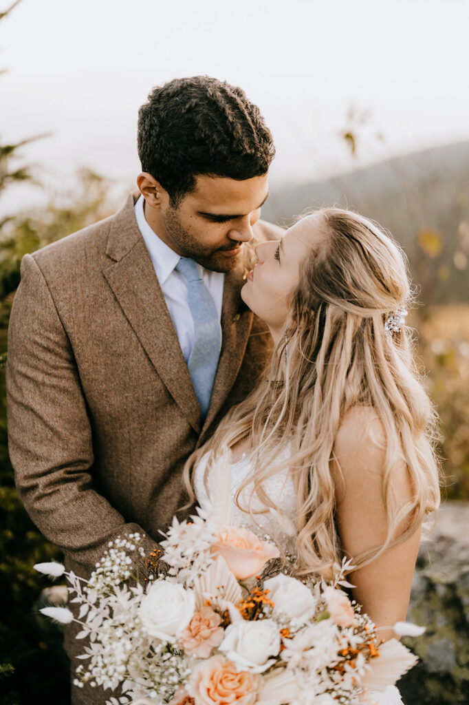 Bride and groom sharing a moment