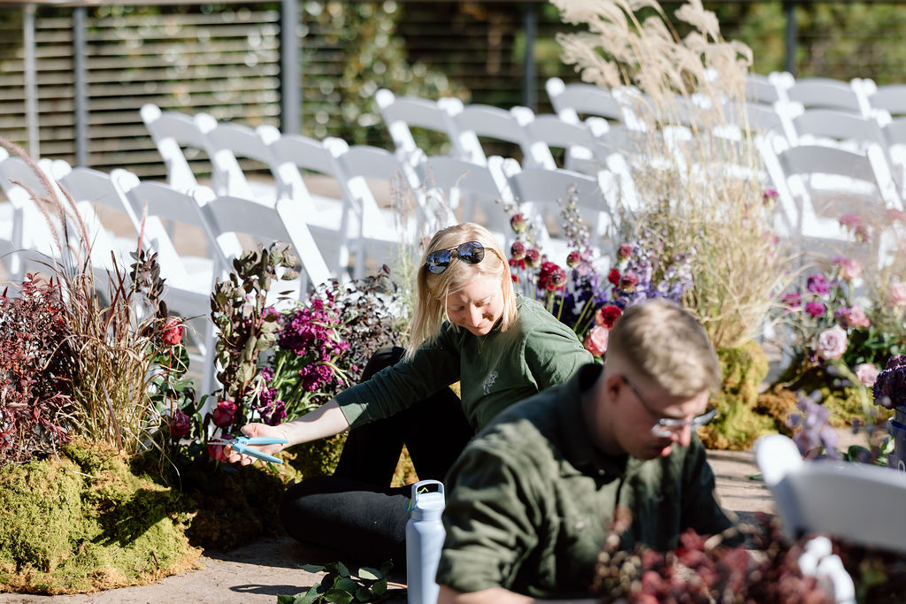 Full service wedding floral design studio owner on site