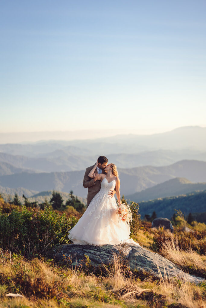 Jackson Hole wedding florist couple on mountains