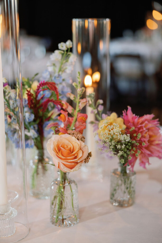 Reception wedding florals in the mountains of the Tetons