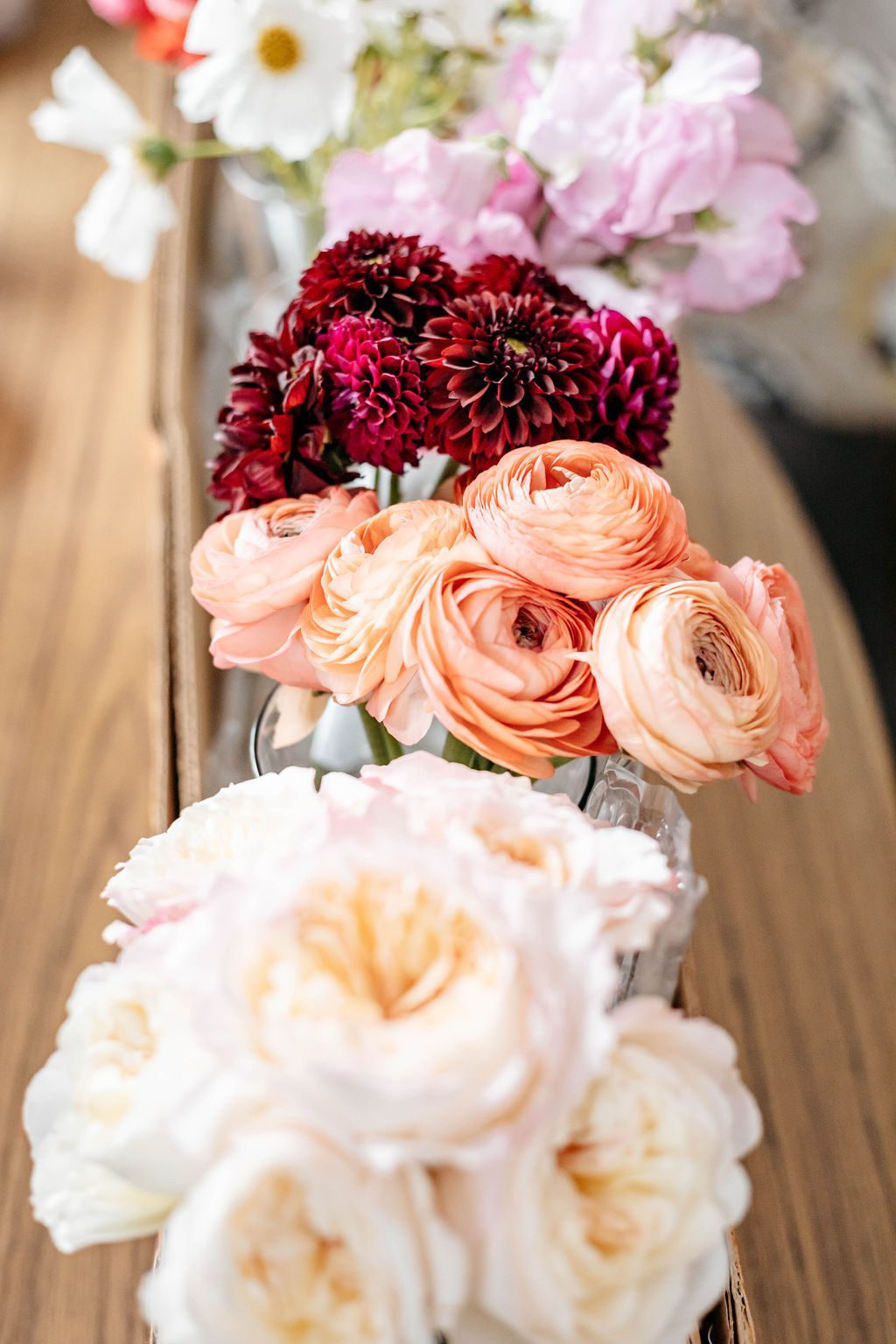 Spring bouquets at wedding